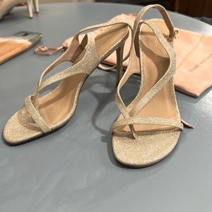 Stuart Weitzman Silver Glitter Align 95 Heels